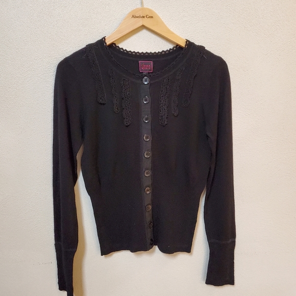 Colour Works Black Cardigan Sweater lightweight form fitting size Small NWT - Picture 2 of 10